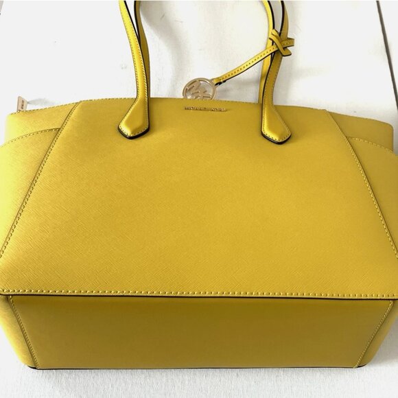 New Michael Kors Marilyn Medium Saffiano Leather Tote Bag Honey - Picture 4 of 6